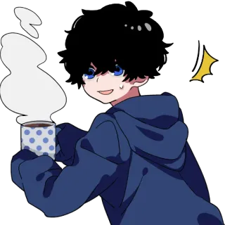 🍵 Anime, Con trai, Cà phê, Dễ thương, Hoạt hình, Áo hoodie, Áo nỉ telegram sticker