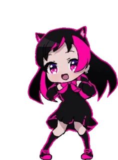💃 Chibi, Anime, Dibujos animados, Gato, Kawaii, Lindo, Rosa telegram sticker