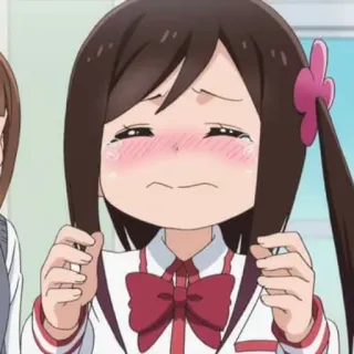 😥 anime, sad, crying, girl, school uniform, emotional telegram sticker