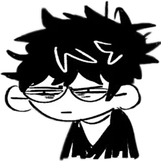 😑 Anime, Manga, Dibujos animados, Personaje, Retrato, Blanco y negro telegram sticker