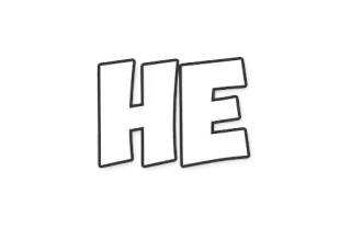 👎 HE letters, text, white, black outline telegram sticker