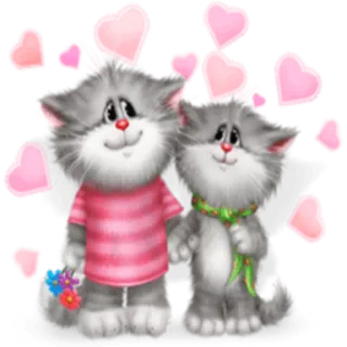💖 gato, gatinho, corações, fofo, amor, amizade, desenho animado, animal whatsapp sticker
