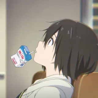 🐇 MILK anime, girl, milk, drinking, cartoon telegram sticker