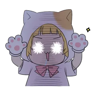 😃 Anime, Gato, Dibujos animados, Lindo, Kawaii, Brillante telegram sticker