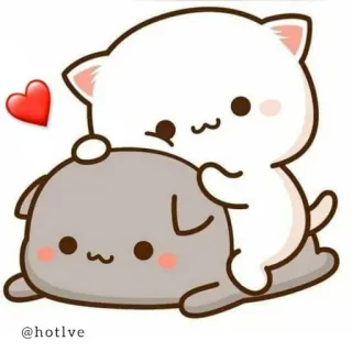 🥺 @hotlve cat, dog, cute, heart, animal, kawaii telegram sticker