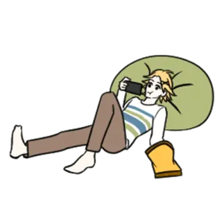 😗 人, 横たわる, リラックス, レジャー, カジュアル, 怠惰 telegram sticker
