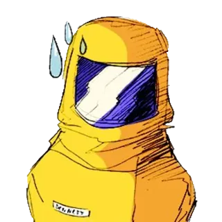 😓 combinaison hazmat, équipement de protection, sueur, jaune, croquis whatsapp sticker