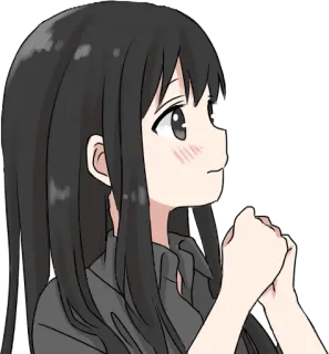 Girl with black hair long TL-EDIT :: @line_stickers telegram stickers