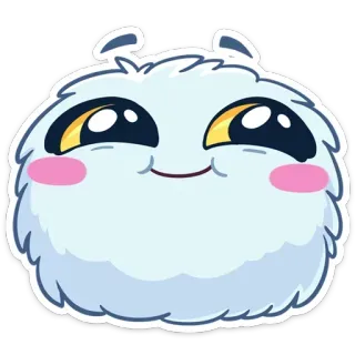 ☺️ 可爱, 蓬松, 白色, 快乐, 卡通 telegram sticker