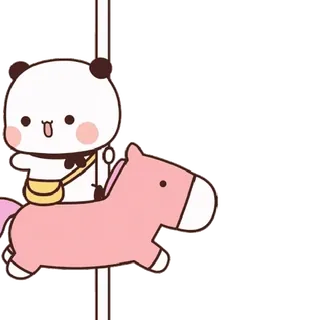 😍 Panda, Urso, Cavalo, Animal, Fofo, Rosa, Carrossel whatsapp sticker