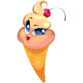 🍒 アイス, 漫画, デザート, かわいい, 食べ物, コーン telegram sticker