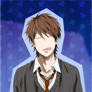 😩 anime, personagem, cabelo castanho, expressão telegram sticker