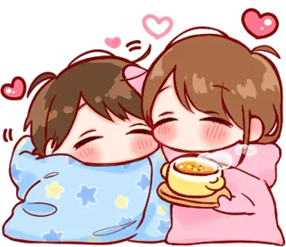 👍 kawaii, amore, carino, coppia, cuori, cartoni animati telegram sticker