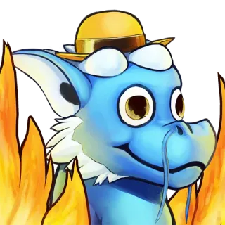 👌 dragon, dessin animé, feu, chapeau whatsapp sticker