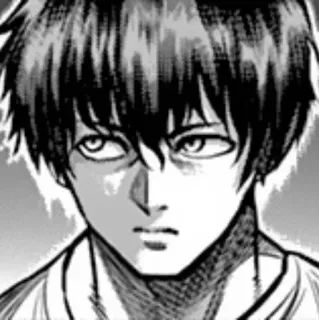 ⚫️ Anime, Manga, Sérieux, Personnage, Noir et blanc whatsapp sticker