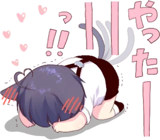 😤 やったー Anime, Kawaii, Mèo, Vui vẻ, Ăn mừng whatsapp sticker