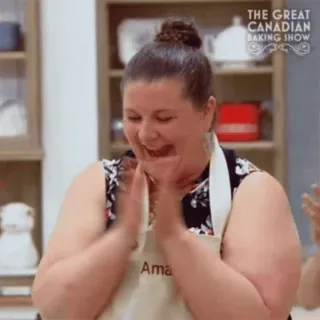 👏 The Great Canadian Baking Show woman, baking, contestant, celebration, happy telegram sticker