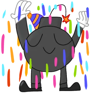 🥳 bomba, dibujos animados, fiesta, celebración, corrupción digital telegram sticker