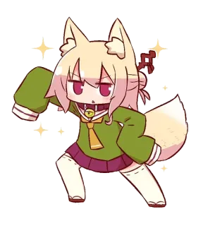 😉 Anime, Mignon, Renard, Fille, Kawaii telegram sticker