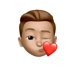 😘 memoji, emoji, face, wink, heart, cartoon, avatar telegram sticker
