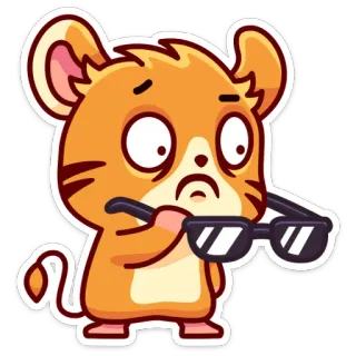 😐 мышь, животное, очки, мультфильм, милый, наклейка telegram sticker