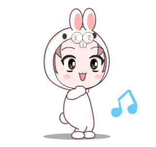 🎵 Hase, Kaninchen, Kostüm, Anime, Kawaii, Süß, Cartoon telegram sticker