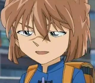 🤑 Mitsuhiko Tsuburaya Detective Conan anime, chłopak, uśmiechnięty, kreskówka telegram sticker