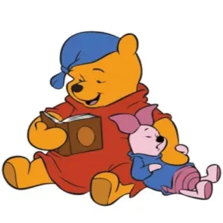 😴 Winnie the Pooh Winnie the Pooh, Piglet, reading, cartoon, friendship, sleeping, Disney telegram sticker