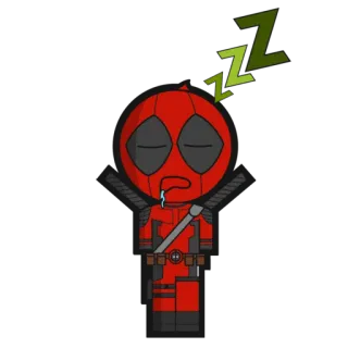 😴 Deadpool Deadpool, slapen, superheld, zwaarden, cartoon, strip, Marvel telegram sticker