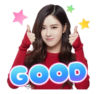 👍 GOOD kpop, pulgar arriba, positivo, estrellas, rosa, chica telegram sticker