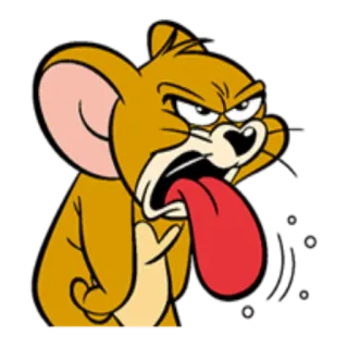 🤢 Jerry Tom and Jerry Cartone animato, Topo, Lingua, Arrabbiato, Infastidito, Jerry whatsapp sticker