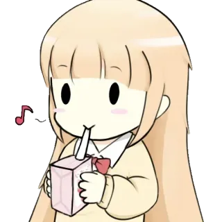 🥤 fille anime, mignon, kawaii, boisson, jus, dessin animé, autocollant whatsapp sticker