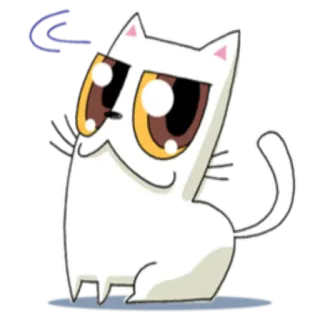 🙂 kot, słodki, zwierzę, kreskówka, biały, śmieszny, naklejka whatsapp sticker