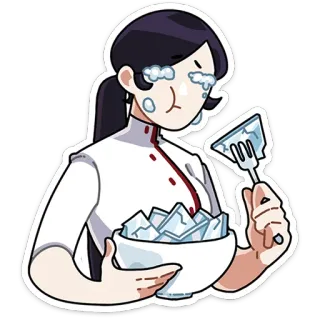 🥶 chef, crying, ice, upset, woman, cartoon telegram sticker