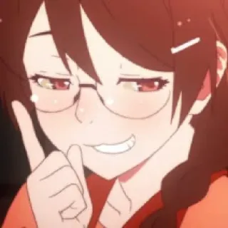 🧿 Anime, Charakter, Frau, Brille, Grinsend telegram sticker