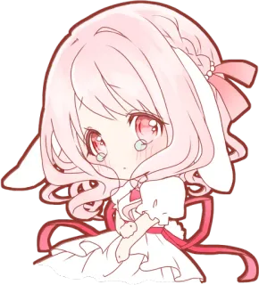 🙁 anime, chibi, kawaii, cute, cartoon, illustration, girl telegram sticker