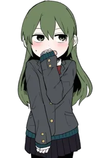 😂 Anime, Gadis, Seragam sekolah, Merona, Malu, Manga telegram sticker