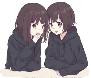 👯 Anime, Filles, Amis, Discussion, Jumelles telegram sticker