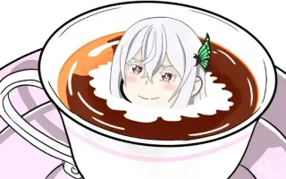 ☕️ Echidna Re:Zero Anime, Tee, Tasse, Süß, Ameisenigel whatsapp sticker