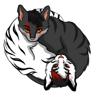 🌓 Katze, Yin Yang, Tier, Frieden, Balance, Katzen telegram sticker