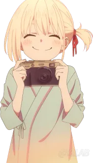📸 Anime, Câmera, Garota, Sorrindo, Fotografia telegram sticker