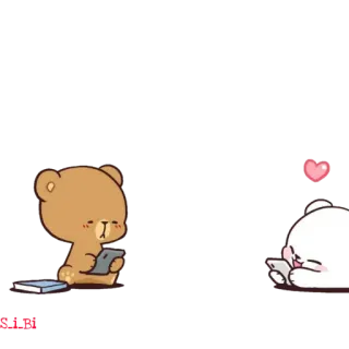 😝 orsi, amore, carino, lettura, tablet telegram sticker