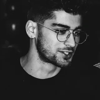 ✖️ Zayn Malik 歌手, 名人, 肖像, 眼镜, 男性, 黑白 telegram sticker