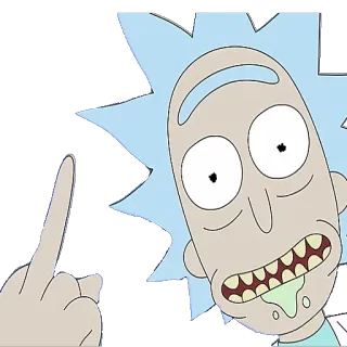👆 Rick Sanchez Rick and Morty rick y morty, adult swim, dibujos animados, rick sanchez, gesto ofensivo, dedo corazón telegram sticker