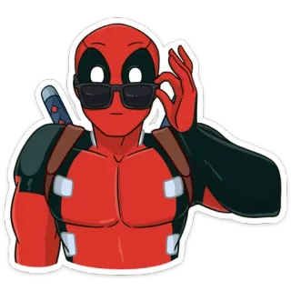 😎 Deadpool Deadpool, Marvel, Superhero, Komiksy, Okulary przeciwsłoneczne, Fajne telegram sticker
