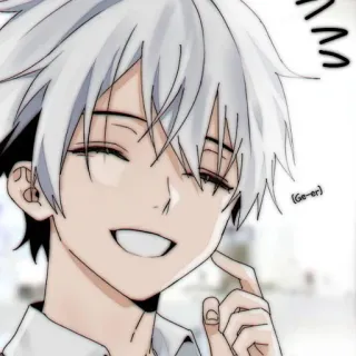🥛 Ge-er anime, manga, cartoon, character, smile, white hair whatsapp sticker