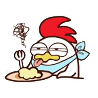 😋 Huhn, Essen, Cartoon, Emoji, Teller, Lecker telegram sticker