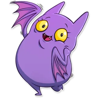 😀 蝙蝠, 卡通, 动物, 可爱, 紫色, 怪物, 贴纸 telegram sticker