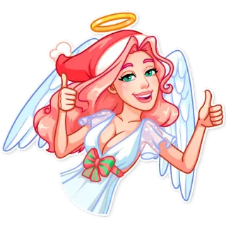 👍 angel, christmas, halo, wings, woman, thumbs up telegram sticker