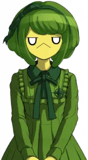 😐 Anime, Fille, Vert, Personnage, Manga, Portrait telegram sticker